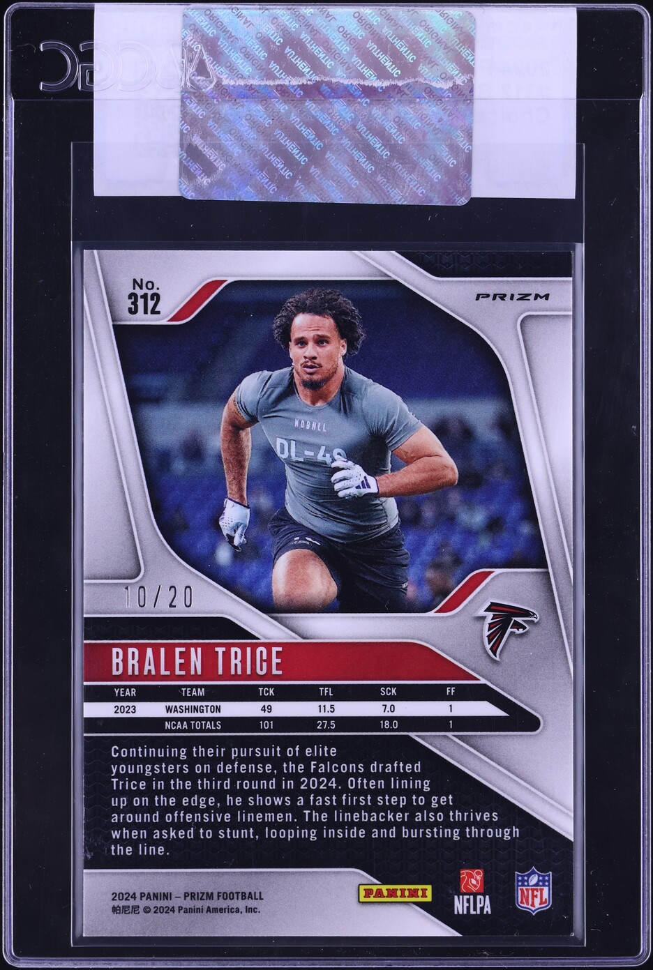 2024 Panini Prizm Choice Red Bralen Trice ROOKIE /20 #312 CGC AUTH