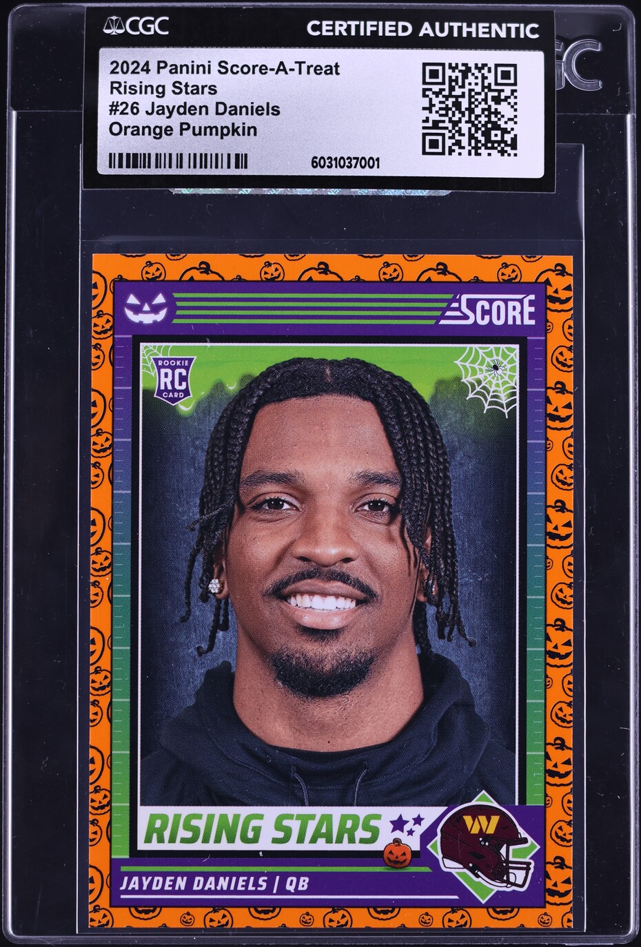 2024 Score-A-Treat Rising Stars Orange Pumpkin Jayden Daniels ROOKIE CGC AUTH
