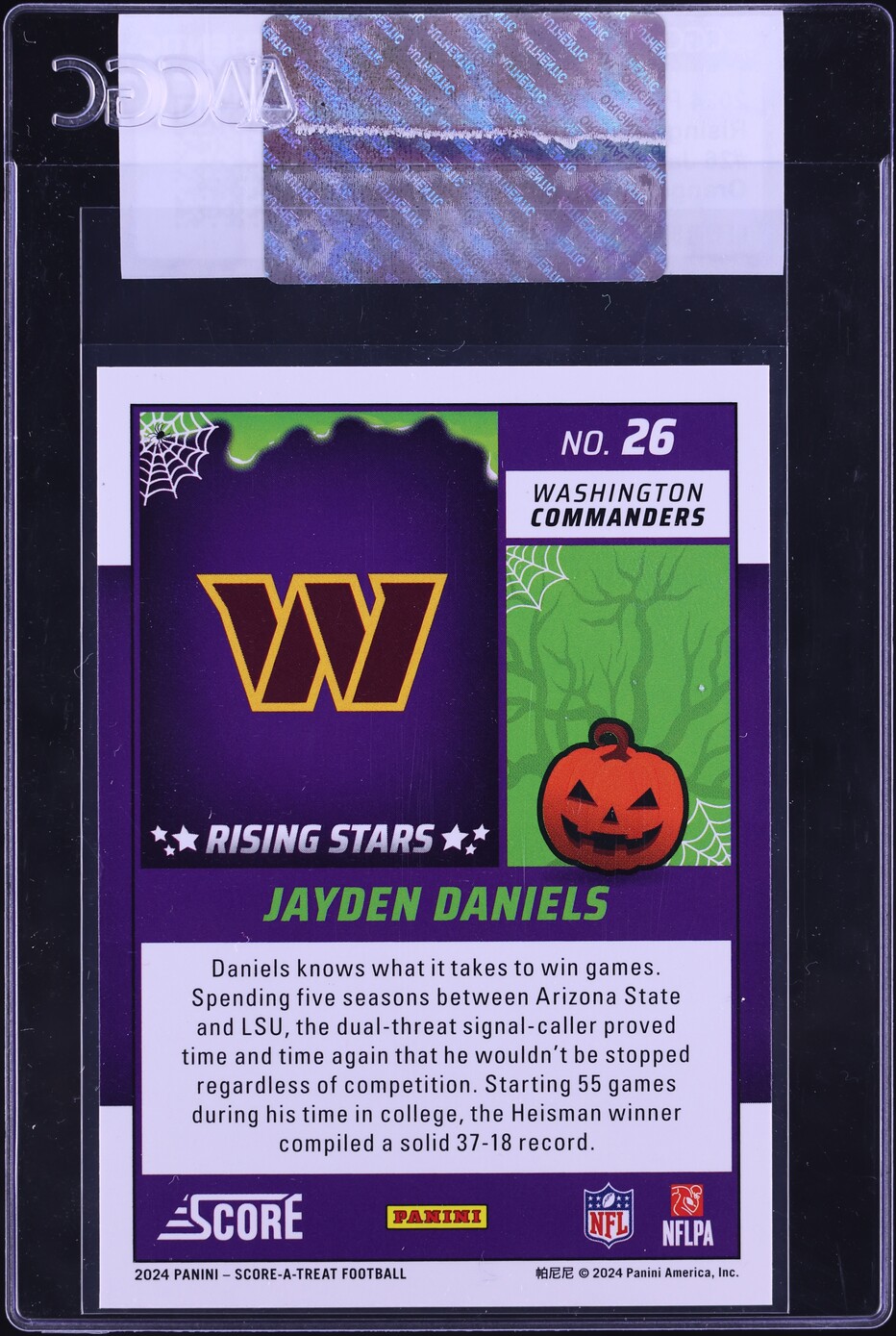 2024 Score-A-Treat Rising Stars Orange Pumpkin Jayden Daniels ROOKIE CGC AUTH