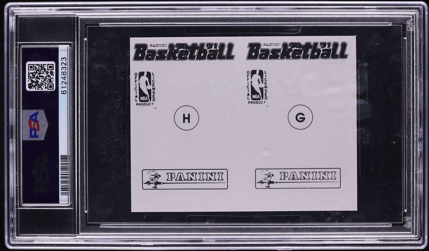 1990 Panini Sticker Panel Michael Jordan & Larry Bird #GH PSA 8 NM-MT