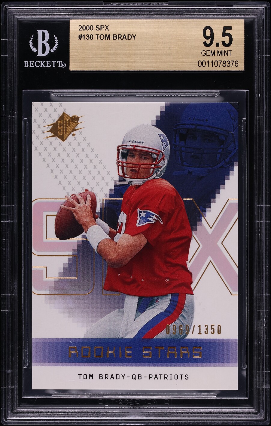 2000 SPx Football Tom Brady ROOKIE /1350 #130 BGS 9.5 GEM MINT