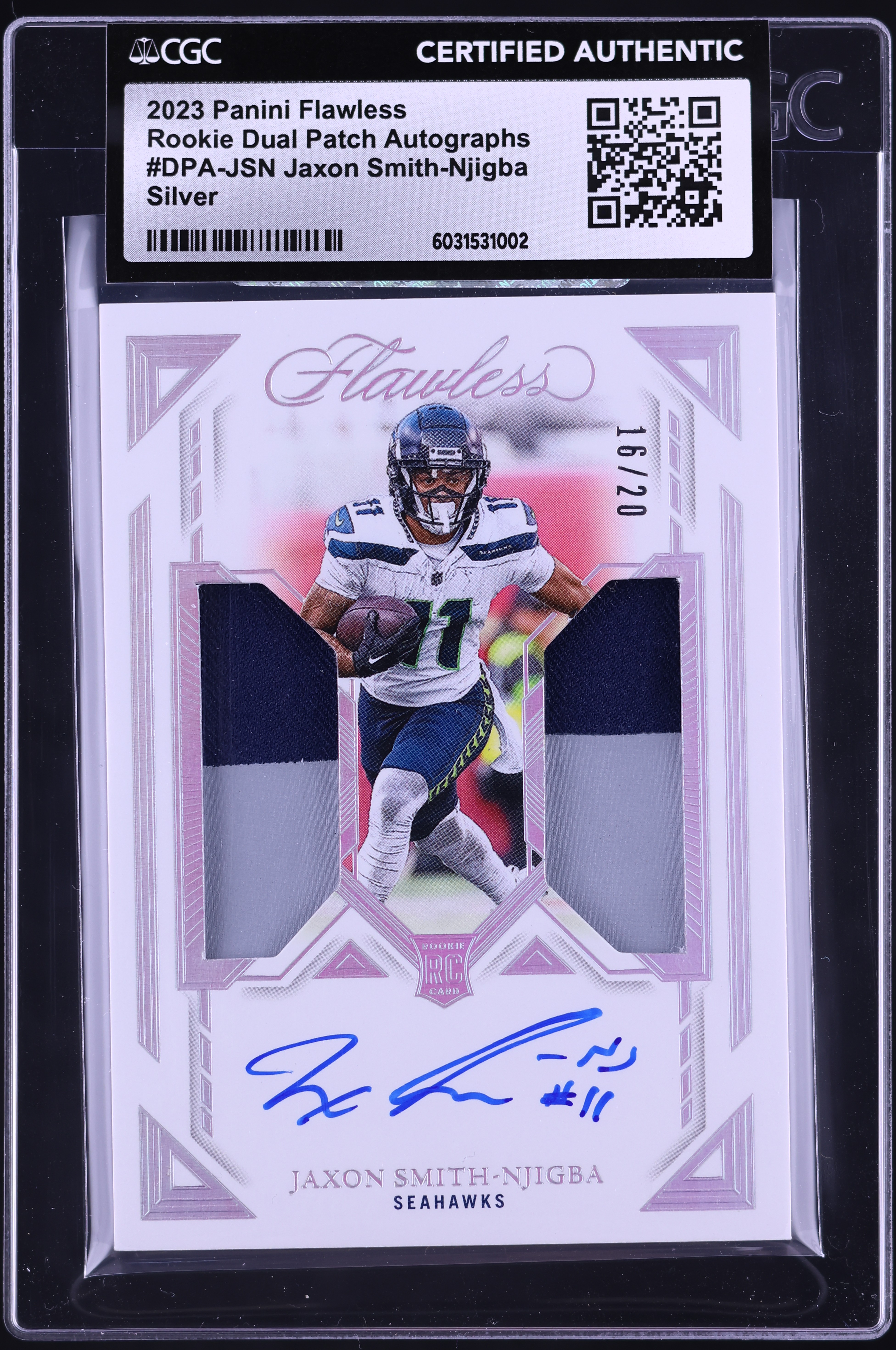 2023 Panini Flawless Silver Jaxon Smith-Njigba ROOKIE PATCH AUTO