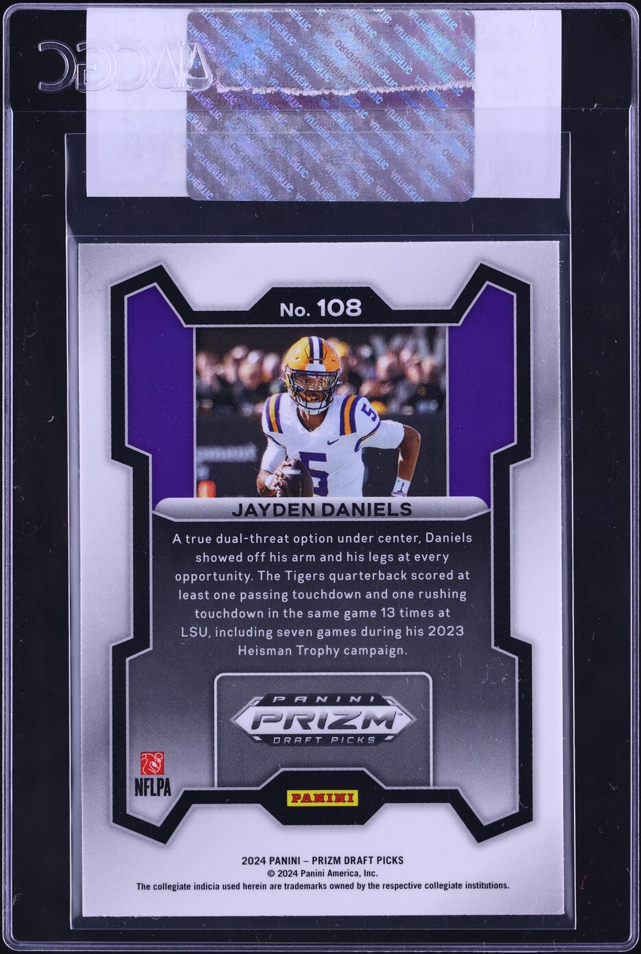 2024 Panini Prizm Draft Picks Jayden Daniels ROOKIE #108 CGC AUTH