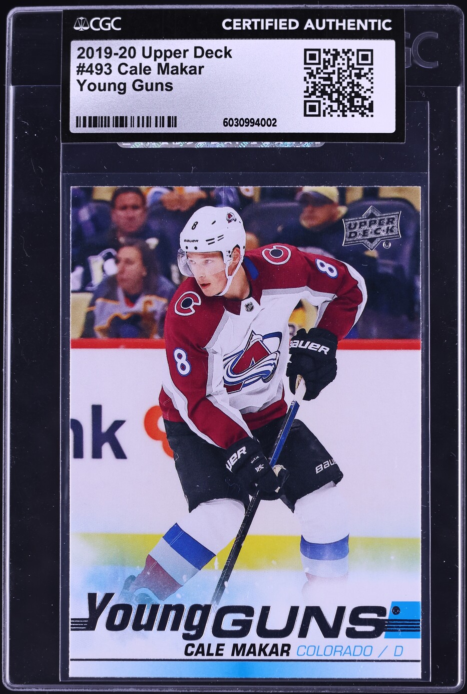 2019 Upper Deck Young Guns Cale Makar ROOKIE #493 CGC AUTH