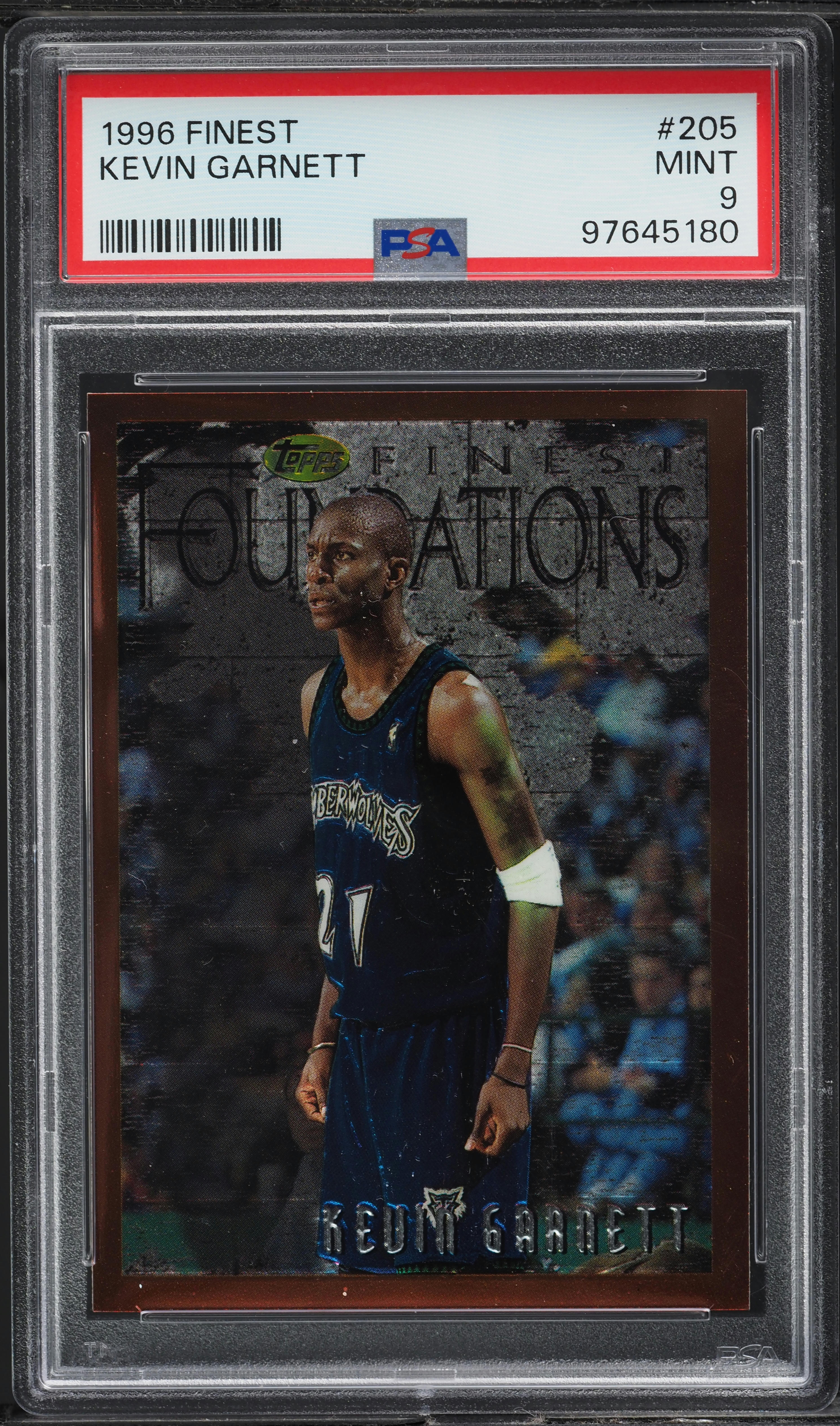 1996 Finest Basketball Kevin Garnett #205 PSA 9 MINT on Fanatics