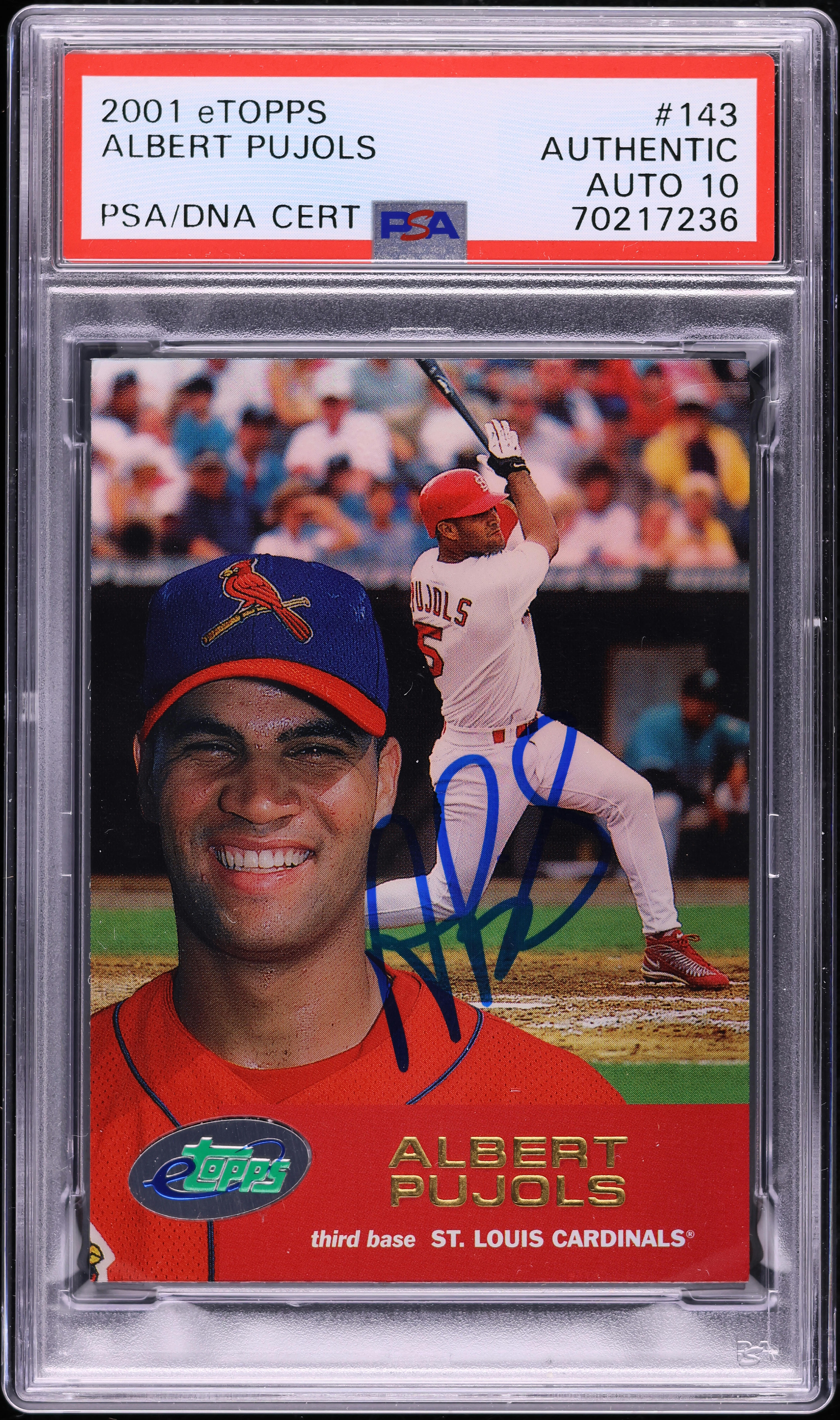 2001 eTopps Albert Pujols ROOKIE AUTO DNA 10 #143 PSA AUTH on