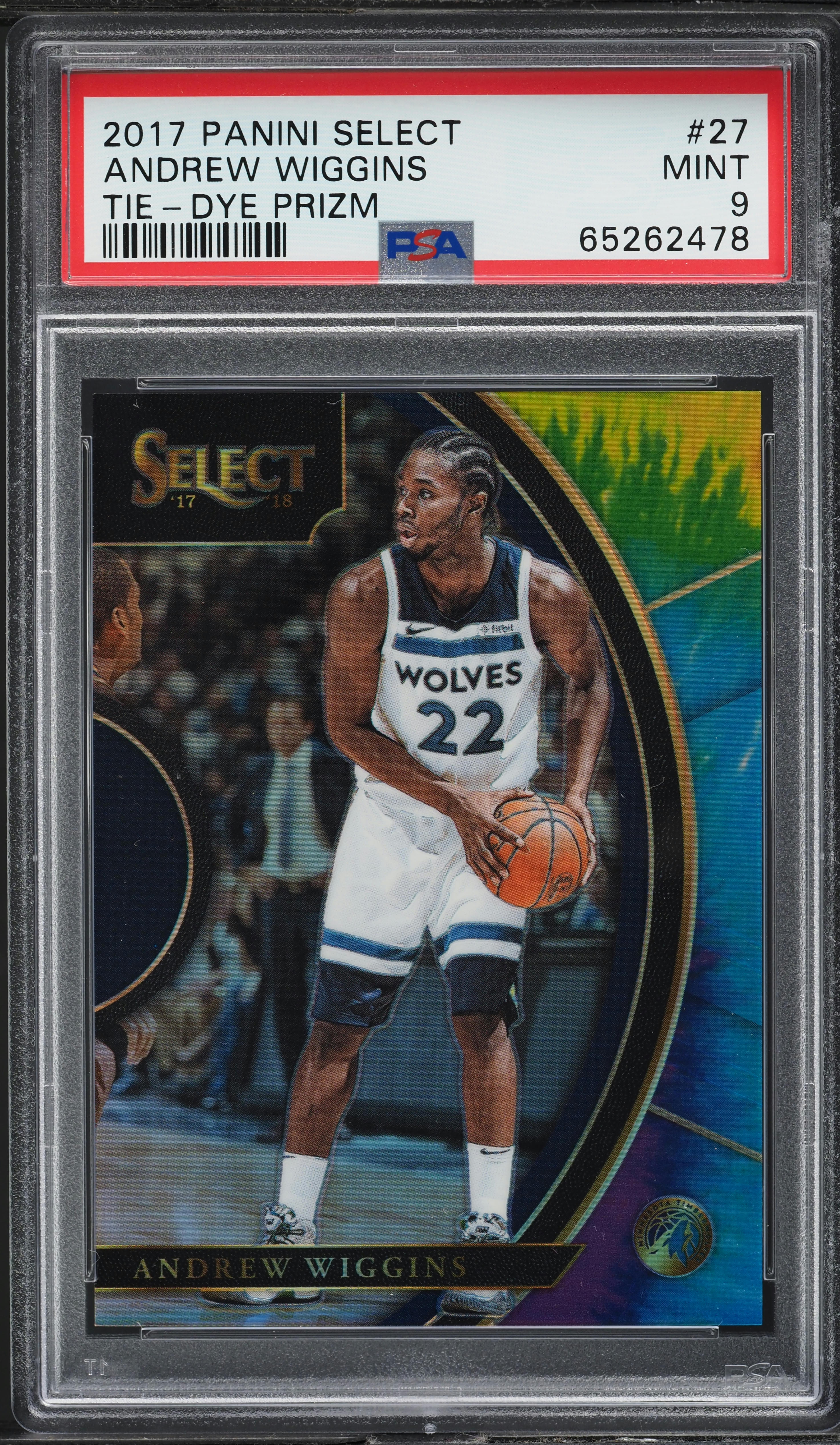 2017 Select Concourse Tie-Dye Prizm Andrew Wiggins /25 #27 PSA 9