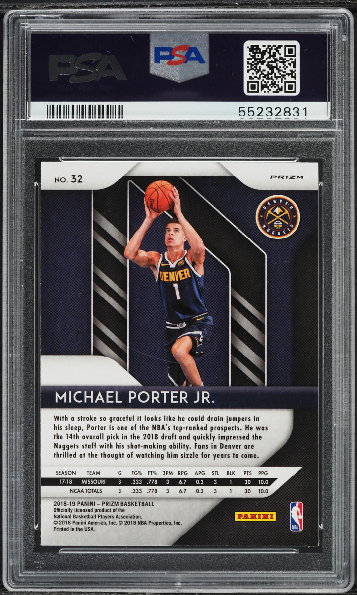 2018 Panini Prizm Silver Michael Porter Jr. ROOKIE #32 PSA 9 MINT