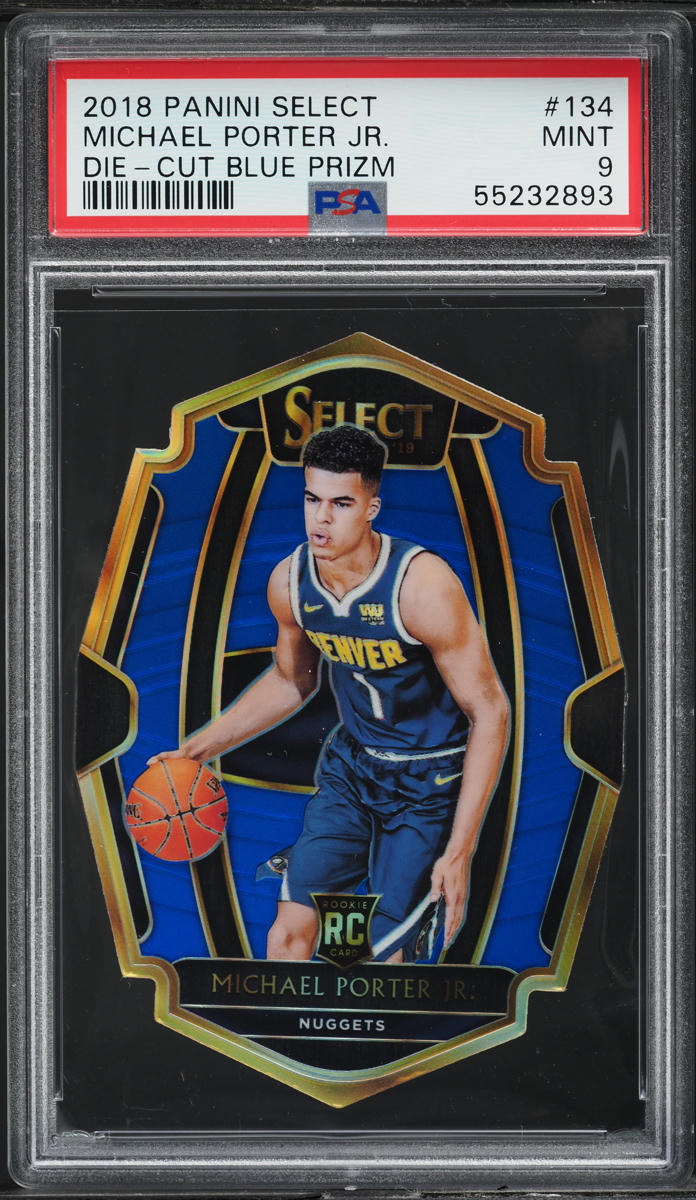 2018 Select Premier Level Blue Die-Cut Michael Porter Jr. ROOKIE /249 #134 PSA 9