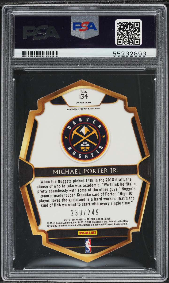 2018 Select Premier Level Blue Die-Cut Michael Porter Jr. ROOKIE