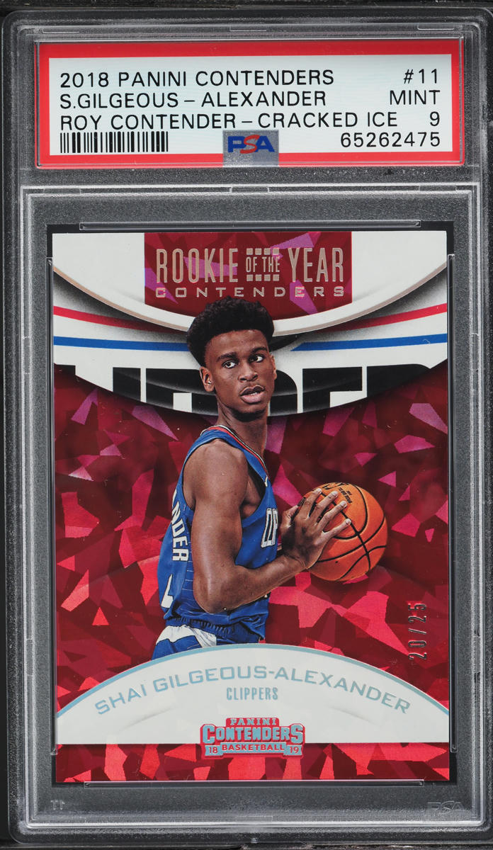 2018 Panini Contenders ROY Cracked Ice Shai Gilgeous-Alexander ROOKIE /25 PSA 9