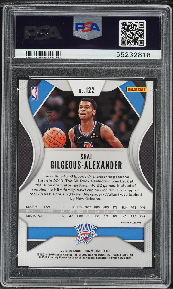 2019 Panini Prizm Fast Break Pink Shai Gilgeous-Alexander /50 #122 PSA 10 GEM