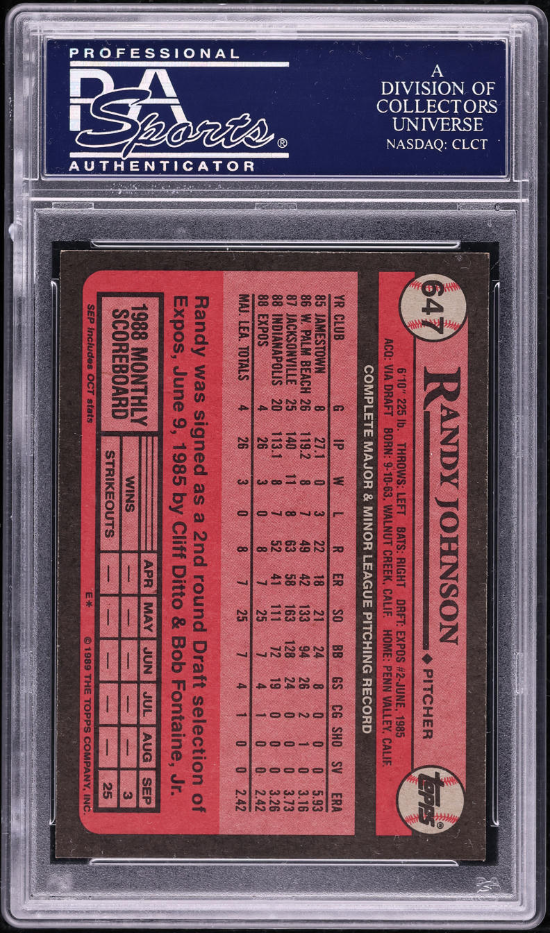 1989 Topps Randy Johnson ROOKIE #647 PSA 10 GEM MINT