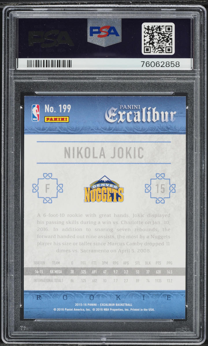 2015 Panini Excalibur Nikola Jokic ROOKIE #199 PSA 10 GEM MINT