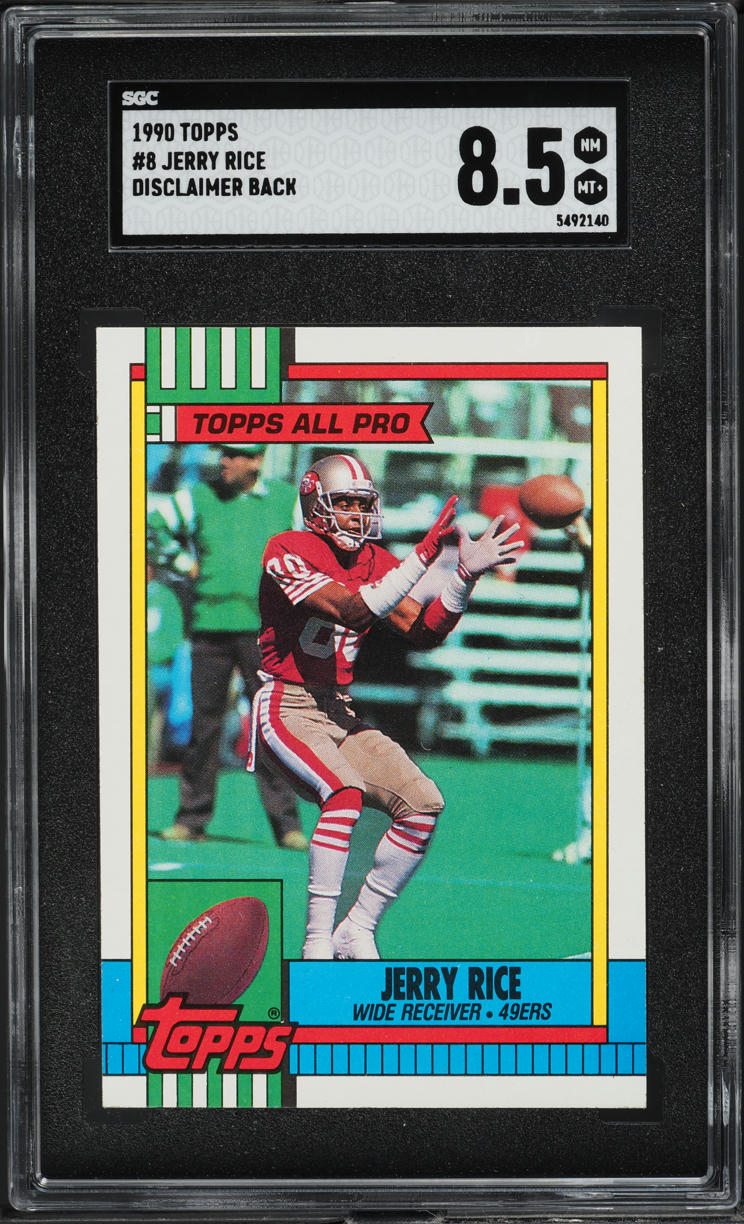 1990 Topps Disclaimer Back Jerry Rice #8 SGC 8.5 NM-MT+