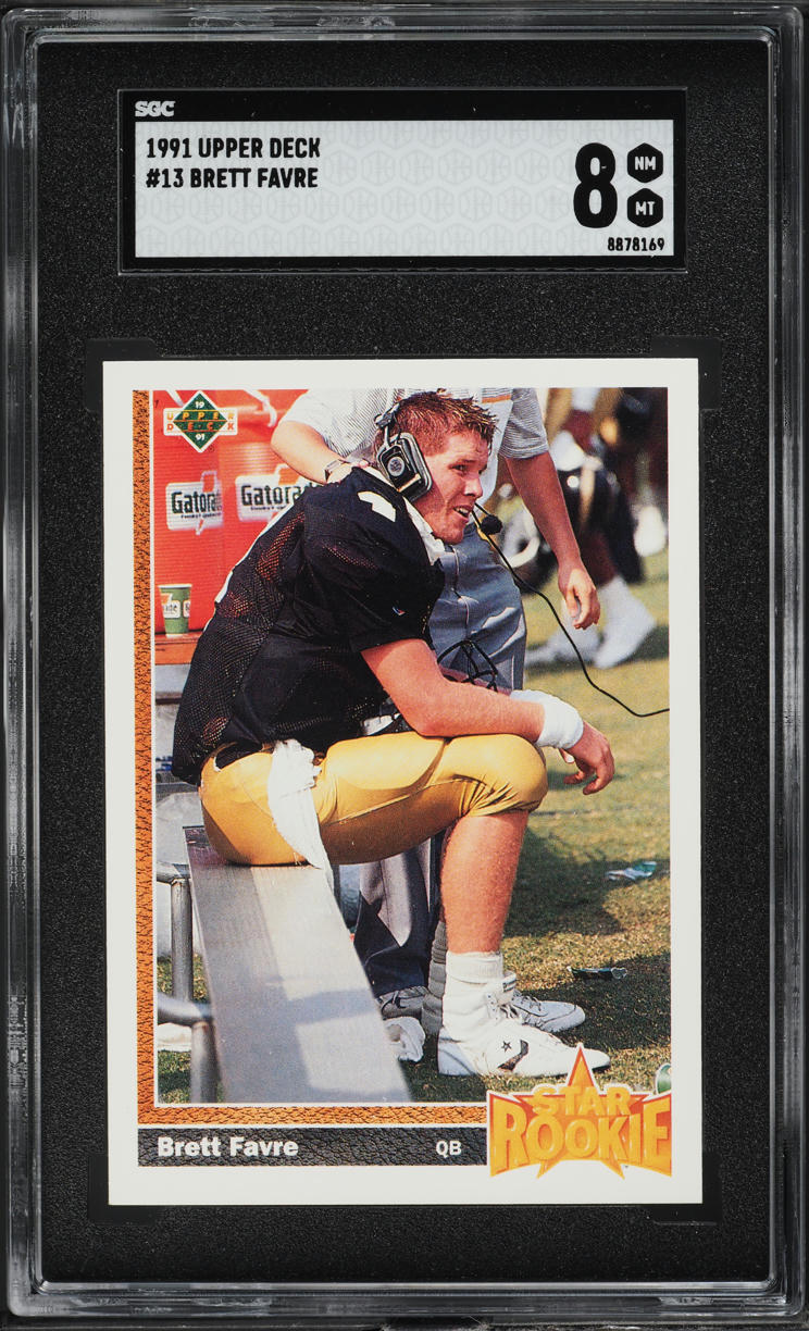 1991 Upper Deck Football Brett Favre ROOKIE #13 SGC 8 NM-MT