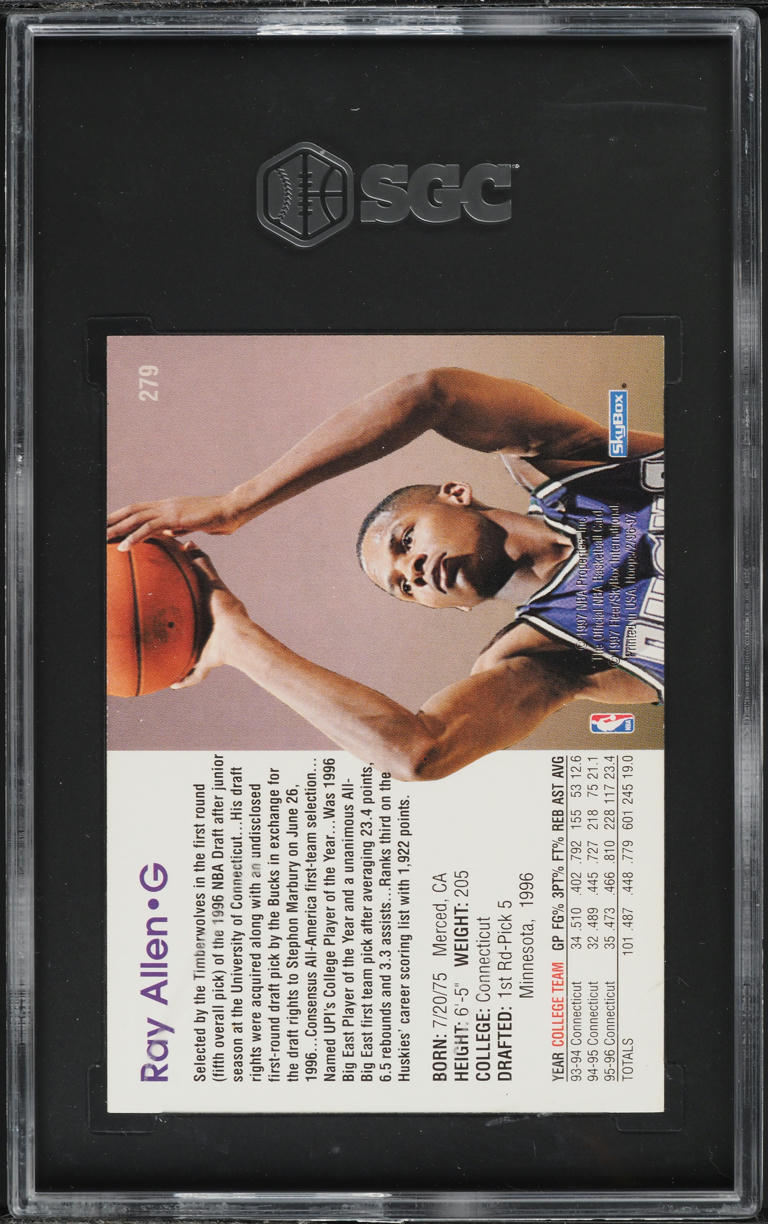 1996 Hoops Ray Allen ROOKIE #279 SGC 9.5 MINT+