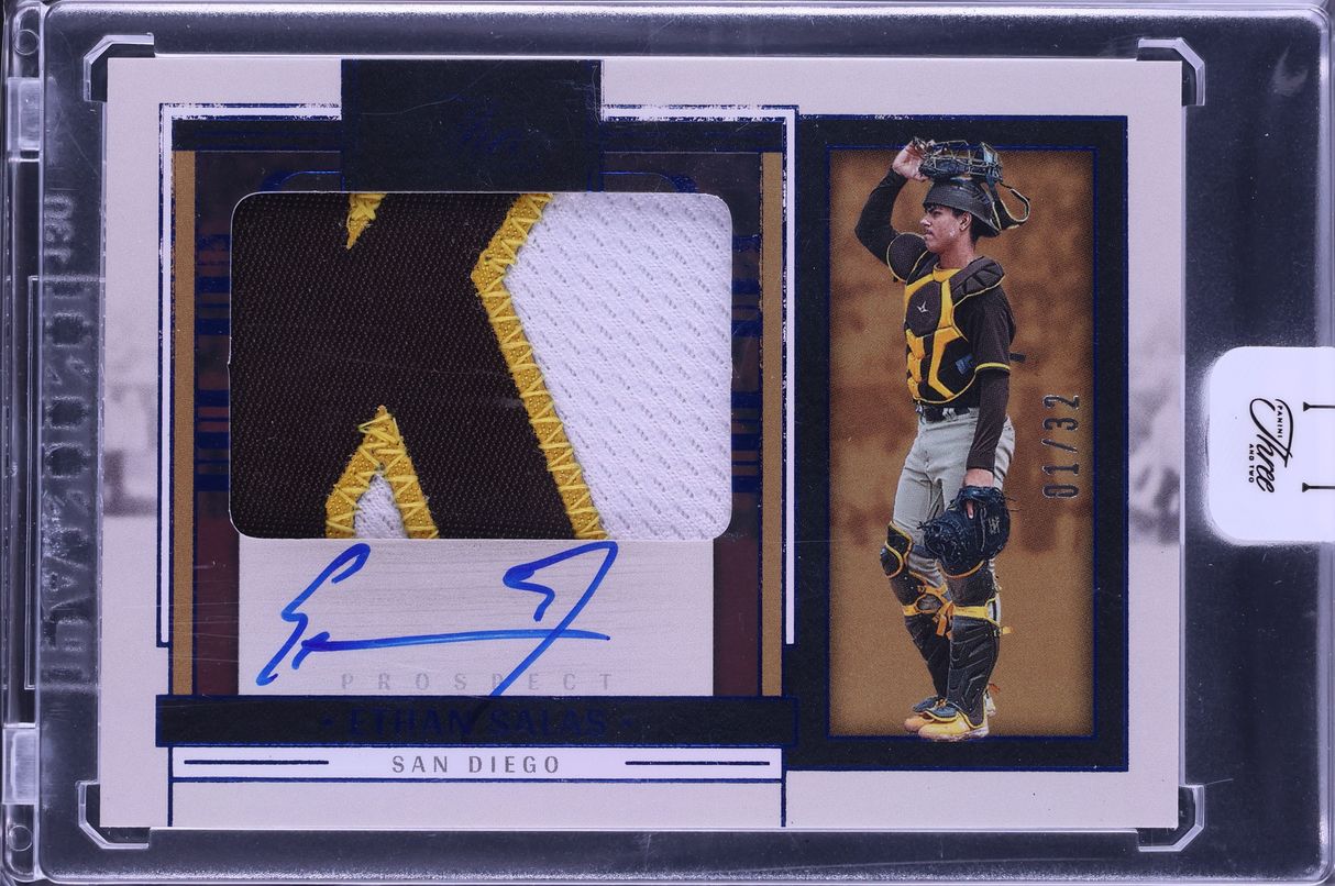2024 Panini Three And Two Blue Ethan Salas PROSPECT PATCH AUTO 1