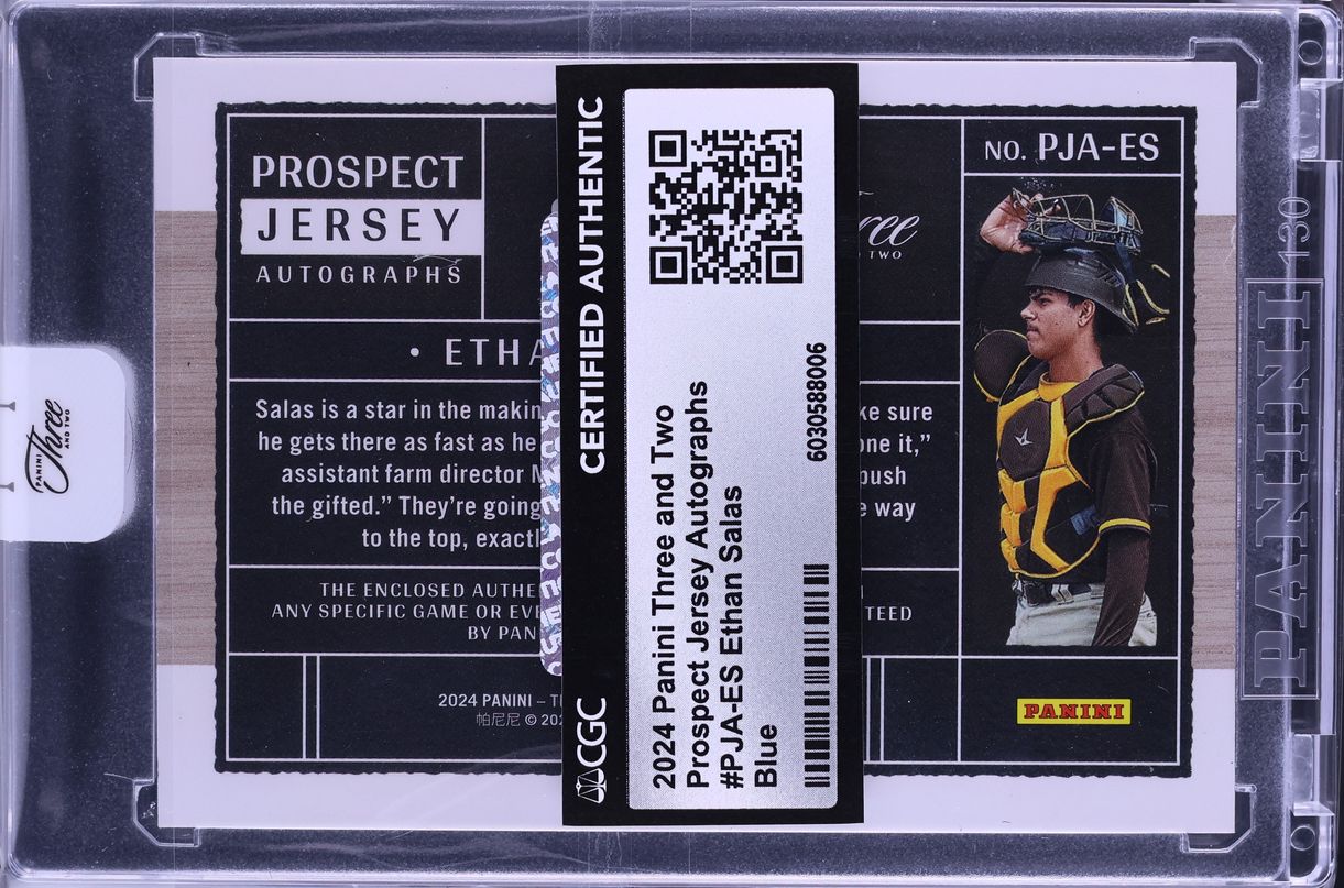 2024 Panini Three And Two Blue Ethan Salas PROSPECT PATCH AUTO 1