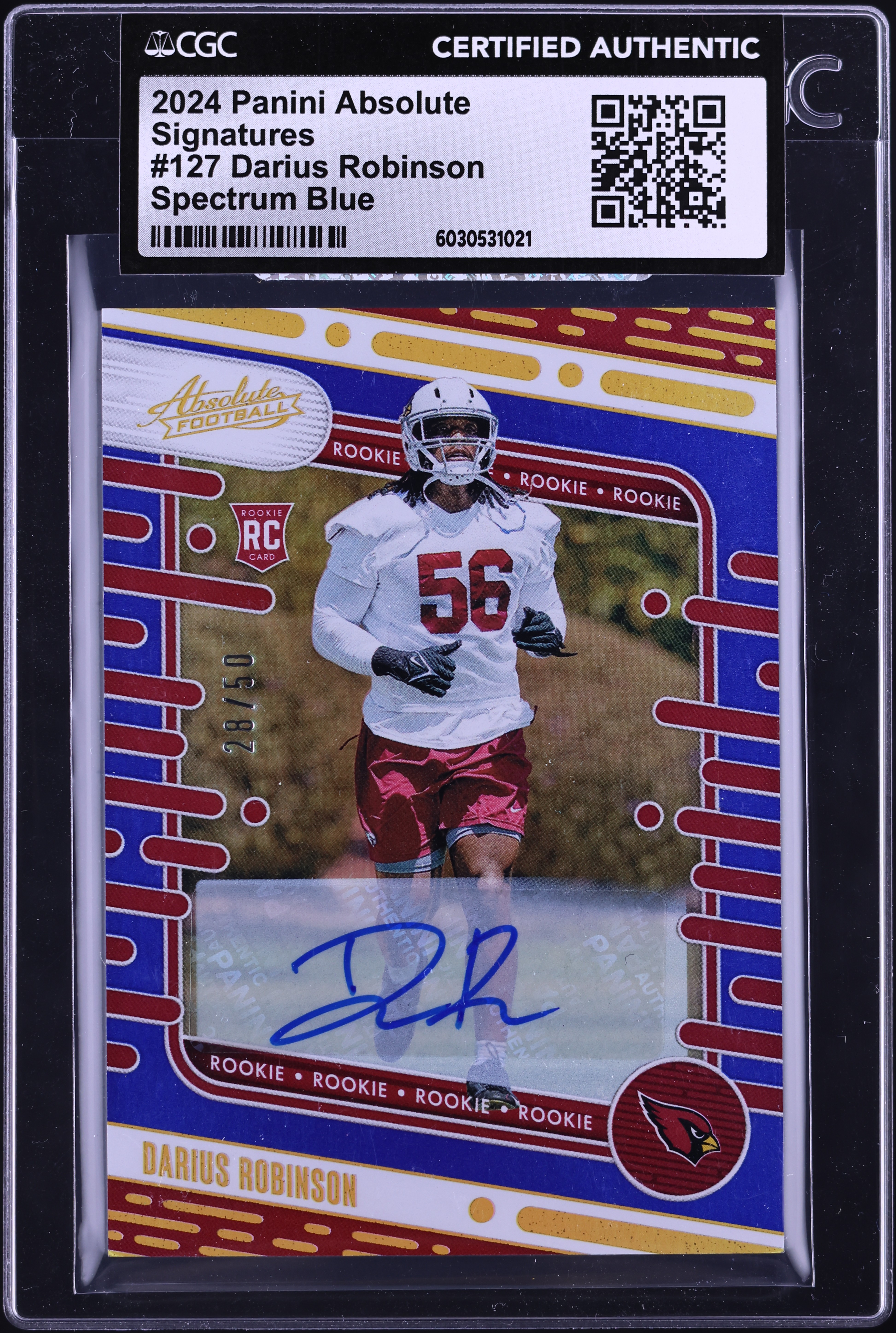 2024 Absolute Spectrum Blue Darius Robinson ROOKIE AUTO /50 #127