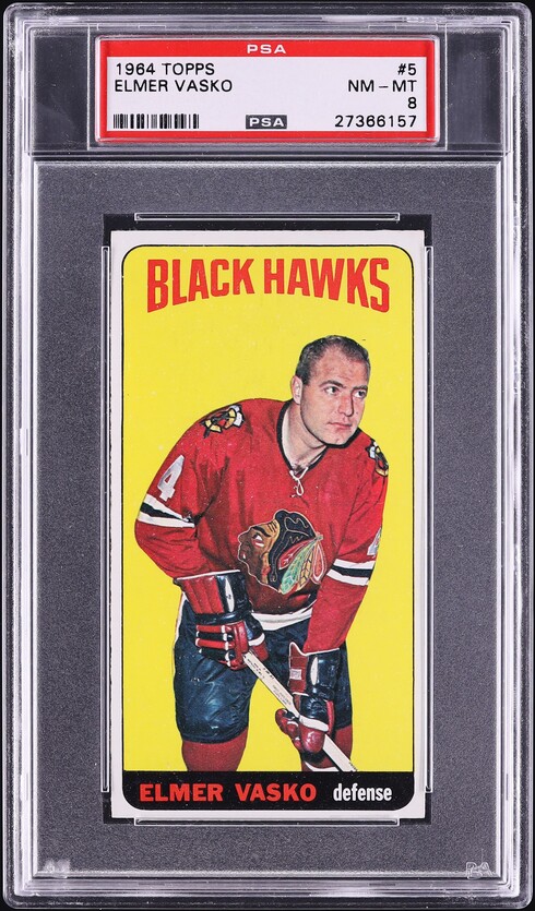 1964 Topps Hockey Elmer Vasko #5 PSA 8 NM-MT