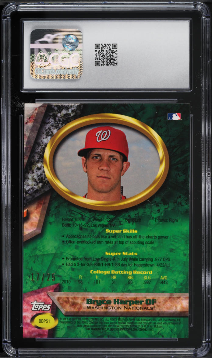 2011 Bowman's Best X-Fractor Bryce Harper PROSPECT /25 #BBP51 CGC