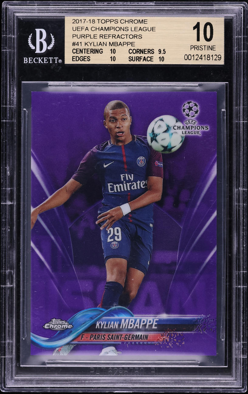 2017 Topps Chrome UEFA Champions Purple Refractor Kylian Mbappe RC