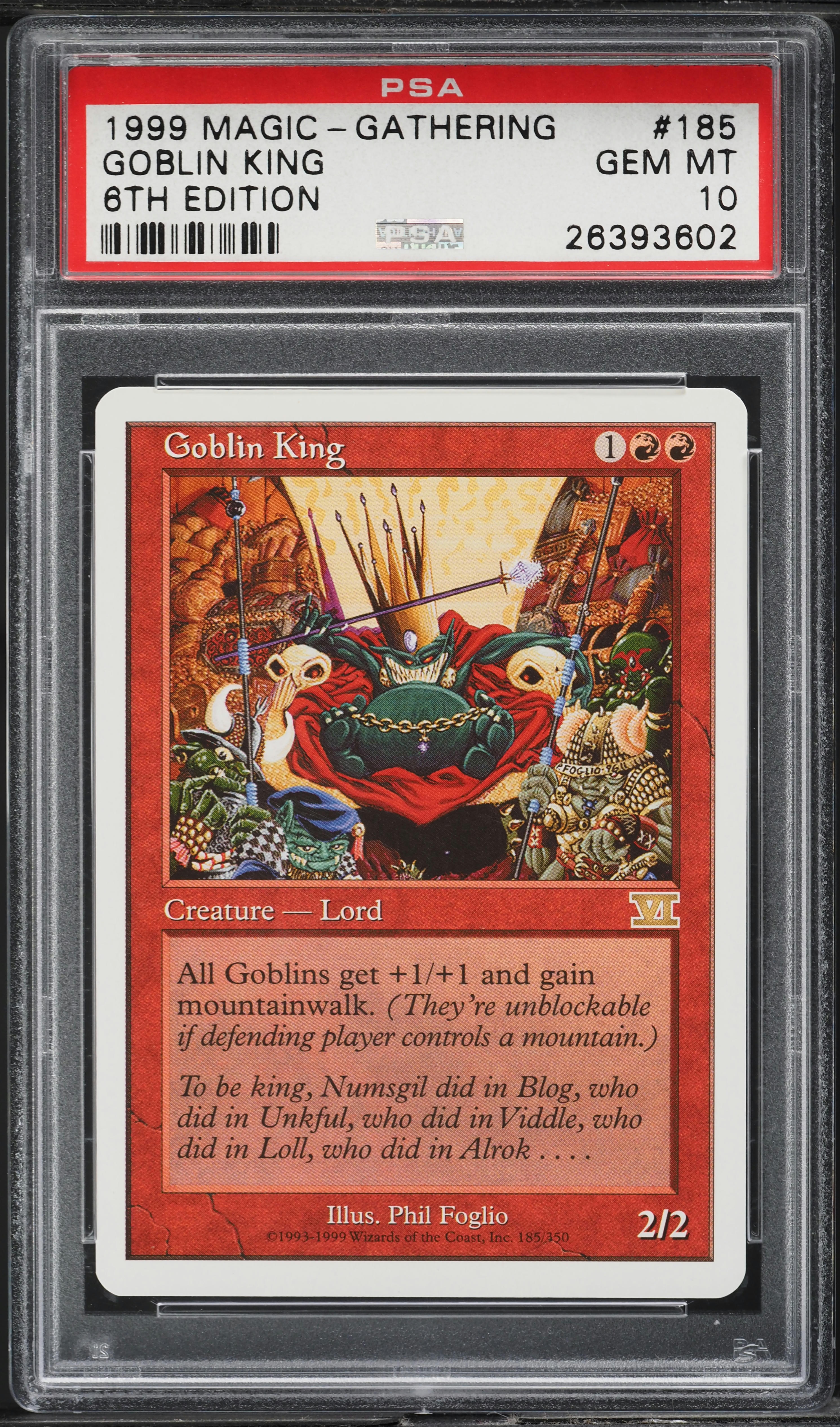 その他 1999 JAPAN OPEN Magic: The Gathering 1999 Magic The Gathering MTG 6th Edition Goblin King #185 PSA 10