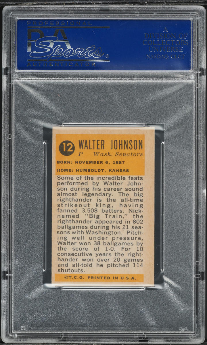 1963 Bazooka Walter Johnson ALL-TIME GREATS #12 PSA 8 NM-MT