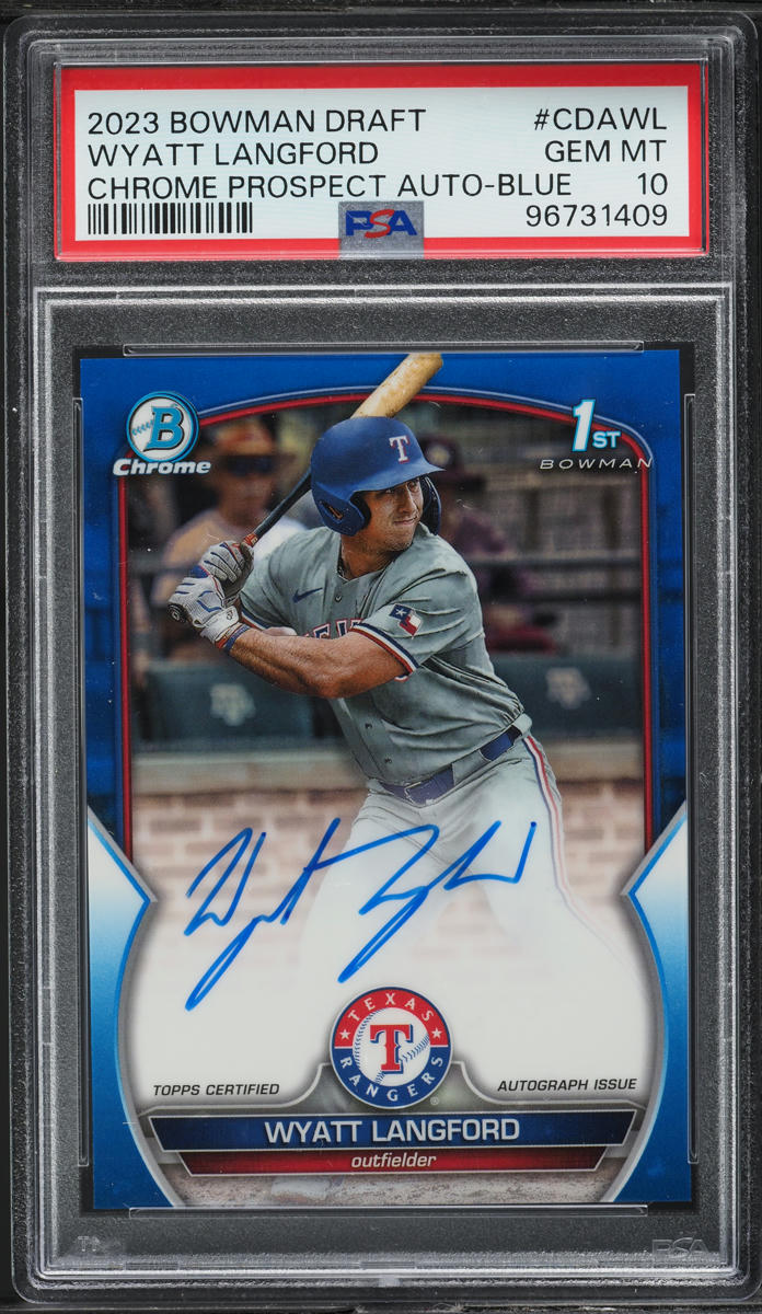 2023 Bowman Chrome Draft Blue Refractor Wyatt Langford PROSPECT 