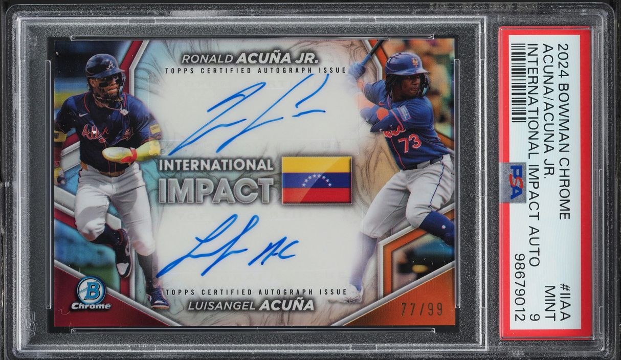 2024 Bowman Chrome International Ronald Acuna Jr. Luisangel Acuna AUTO /99 PSA 9