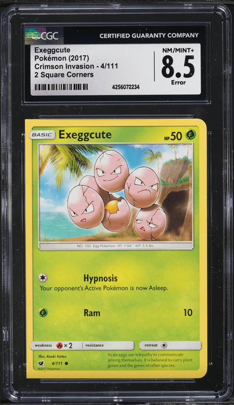 2017 Pokemon Sun & Moon Crimson Invasion Error Exeggcute #4 CGC 8.5 NM-MT+