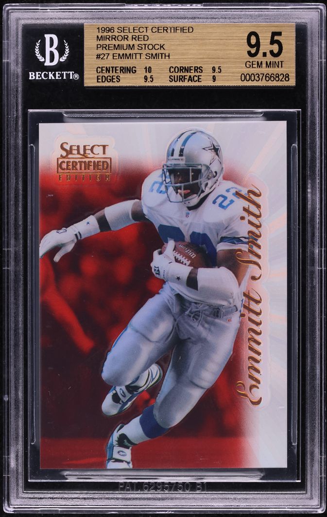 1996 Select Certified Mirror Red Premium Stock Emmitt Smith /20 #27 BGS 9.5 GEM