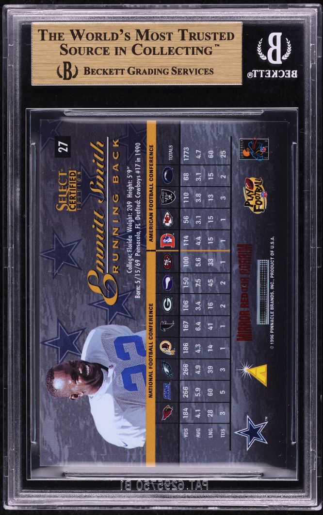 1996 Select Certified Mirror Red Premium Stock Emmitt Smith /20 #27 BGS 9.5 GEM