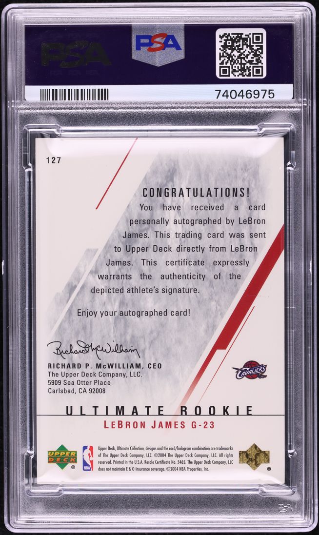 2003 Ultimate Collection LeBron James ROOKIE AUTO /250 #127 PSA 10 GEM MINT