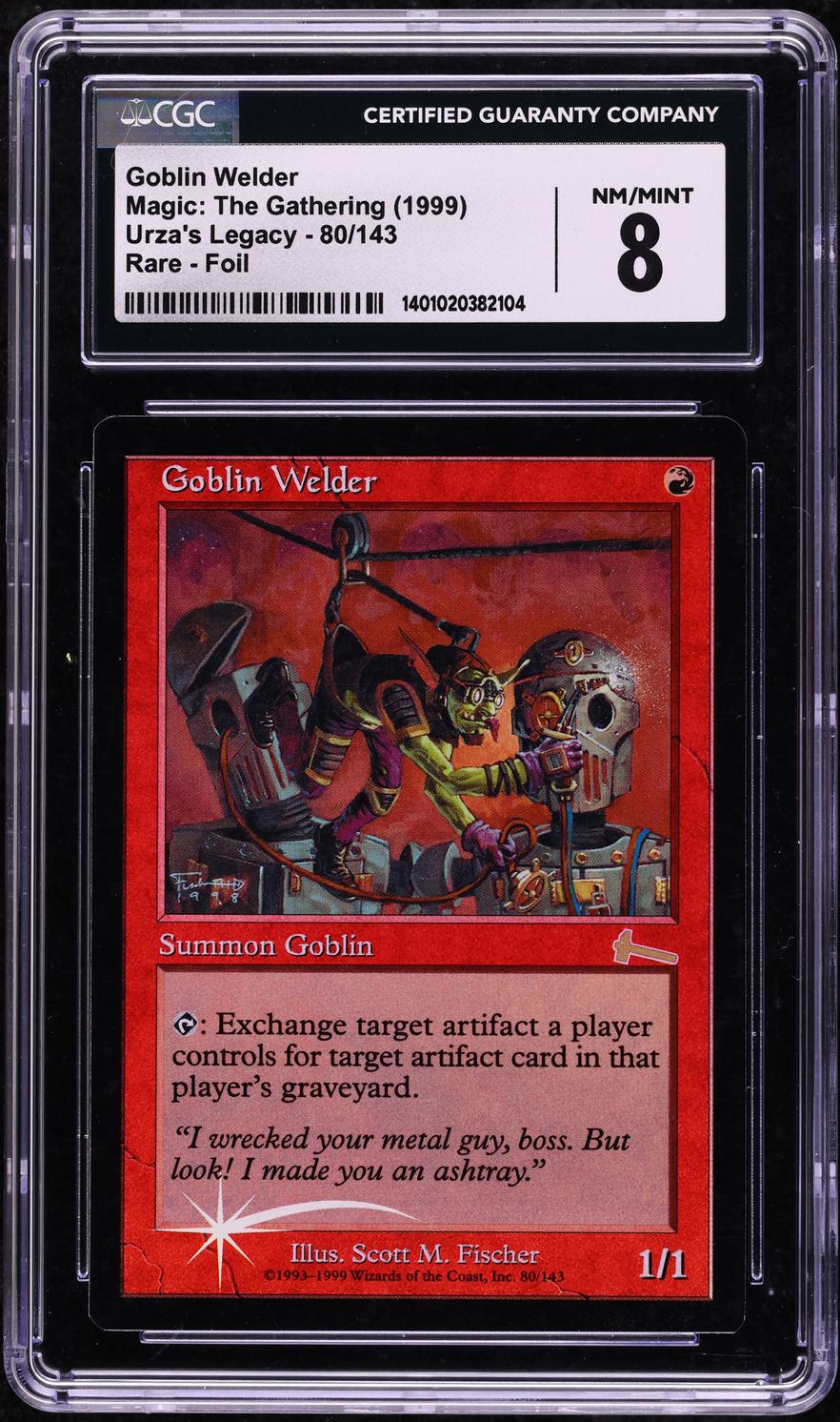 1999 Magic: The Gathering Urza's Legacy Foil Goblin Welder #80 CGC 8 NM-MT