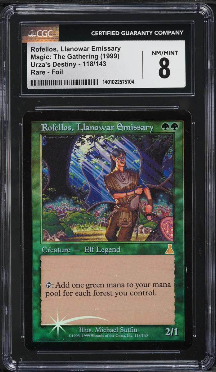 1999 Magic The Gathering MTG Urzas Destiny Foil Rofellos Llanowar Emissary CGC 8