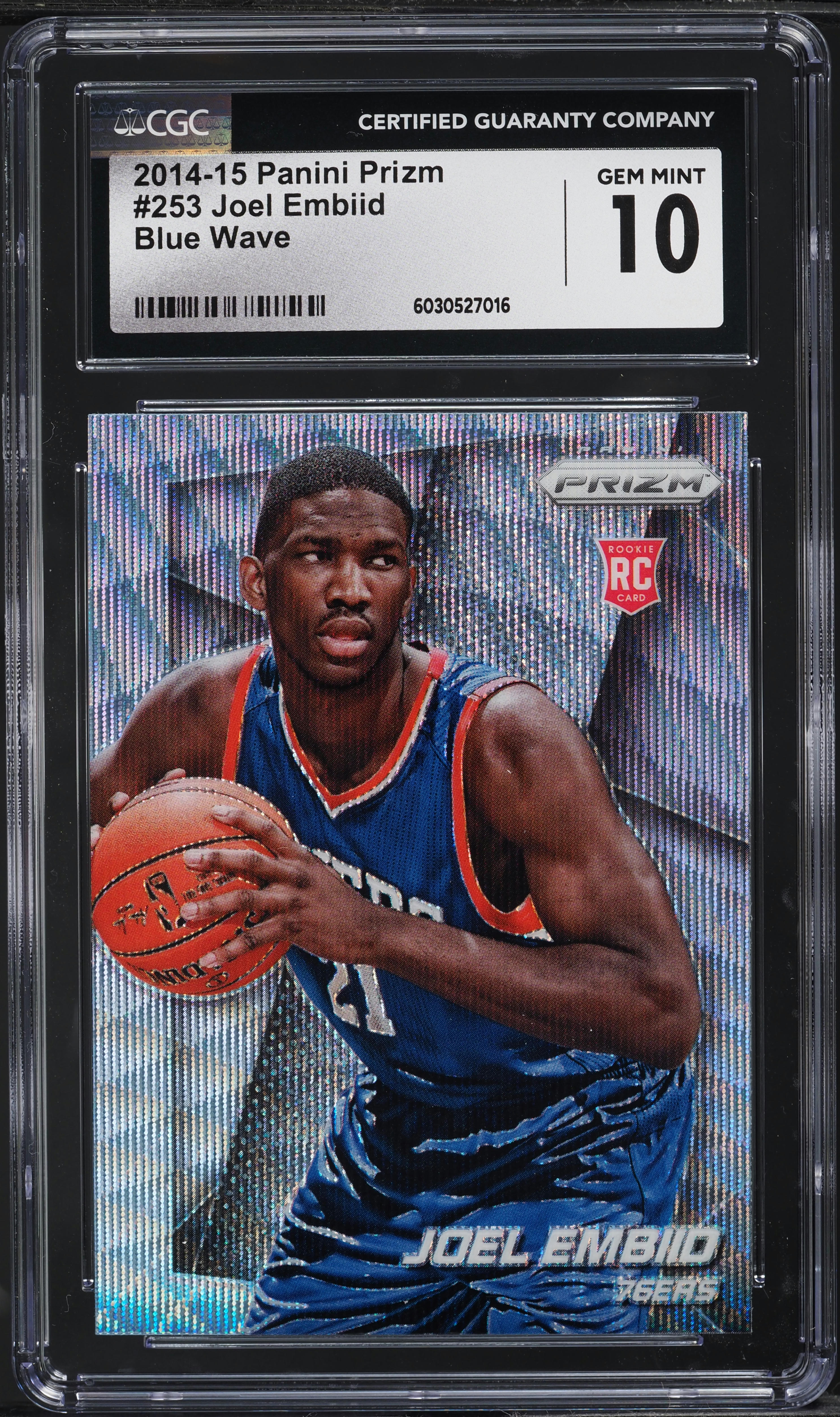 2014 Panini Prizm Blue Wave Joel Embiid ROOKIE #253 CGC 10 GEM
