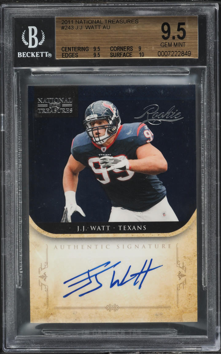 2011 National Treasures J.J. Watt ROOKIE AUTO /99 #243 BGS 9.5 GEM MINT