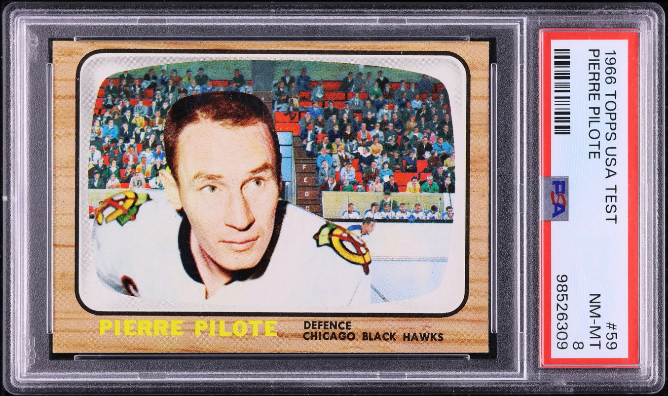 1966 Topps USA Test Hockey Pierre Pilote #59 PSA 8 NM-MT