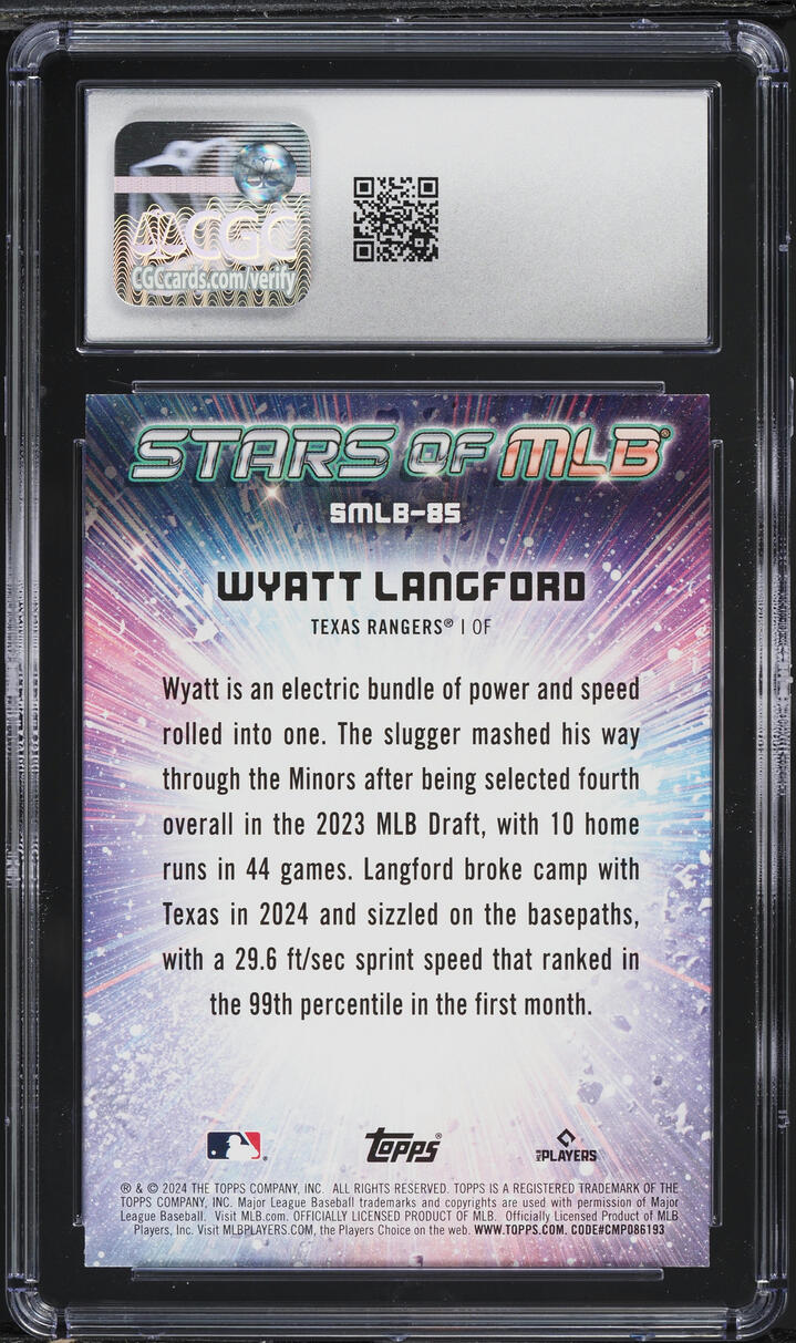 2024 Topps Update Stars Of MLB Wyatt Langford ROOKIE #SMLB-85 CGC 9 MINT