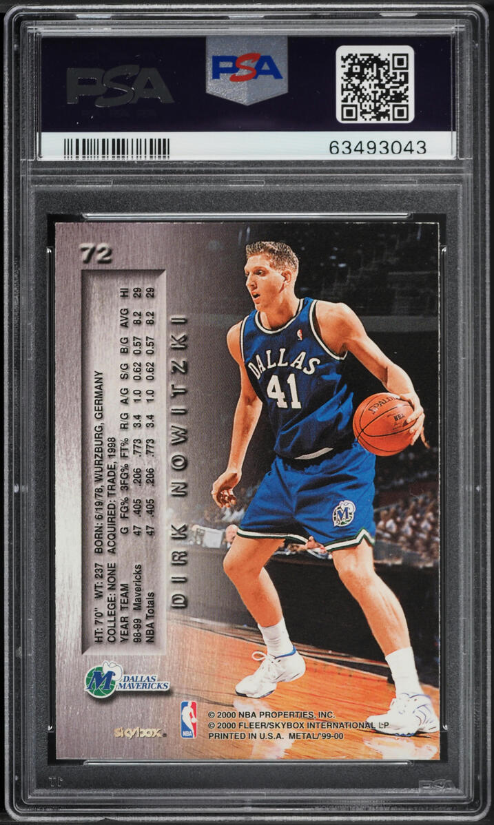 1999 Metal Basketball Dirk Nowitzki #72 PSA 9 MINT