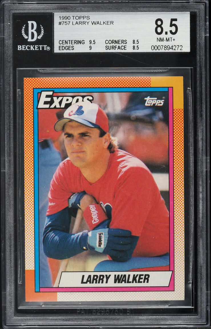 1990 Topps Larry Walker ROOKIE #757 BGS 8.5 NM-MT+