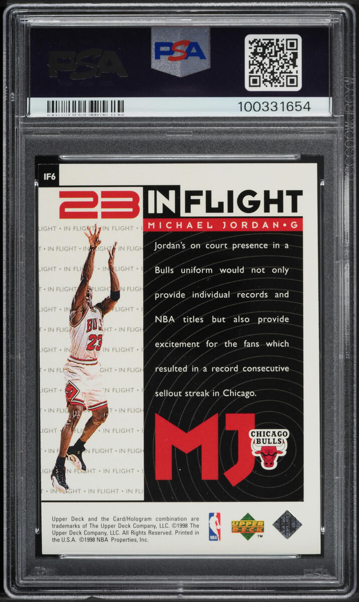 1998 Upper Deck MJ Living Legend In Flight Michael Jordan #IF6 PSA 9 MINT