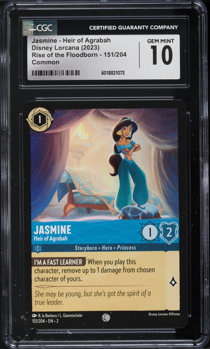 2023 Disney Lorcana Rise Of The Floodborn Jasmine Heir Of Agrabah #151 CGC 10