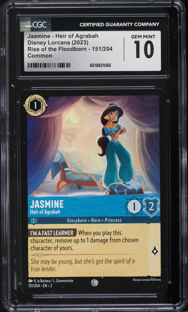 2023 Disney Lorcana Rise Of The Floodborn Jasmine Heir Of Agrabah #151 CGC 10