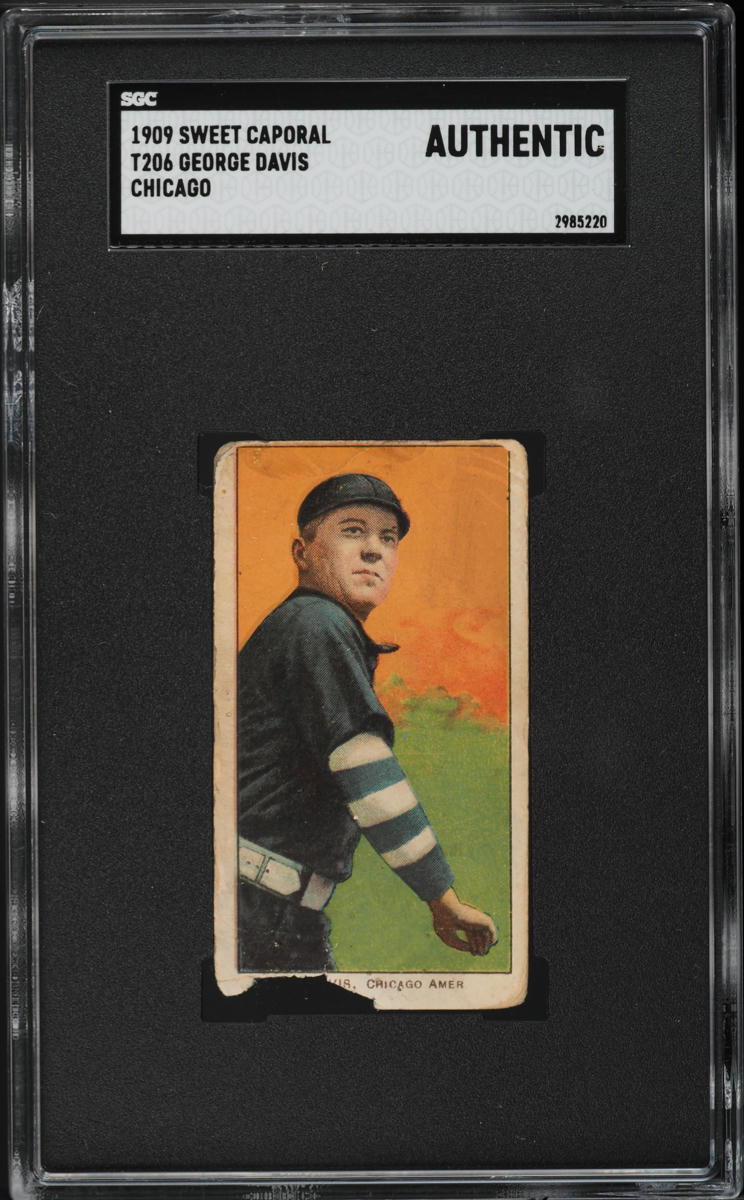 1909-11 T206 George Davis CHICAGO, SWEET CAPORAL SGC AUTH
