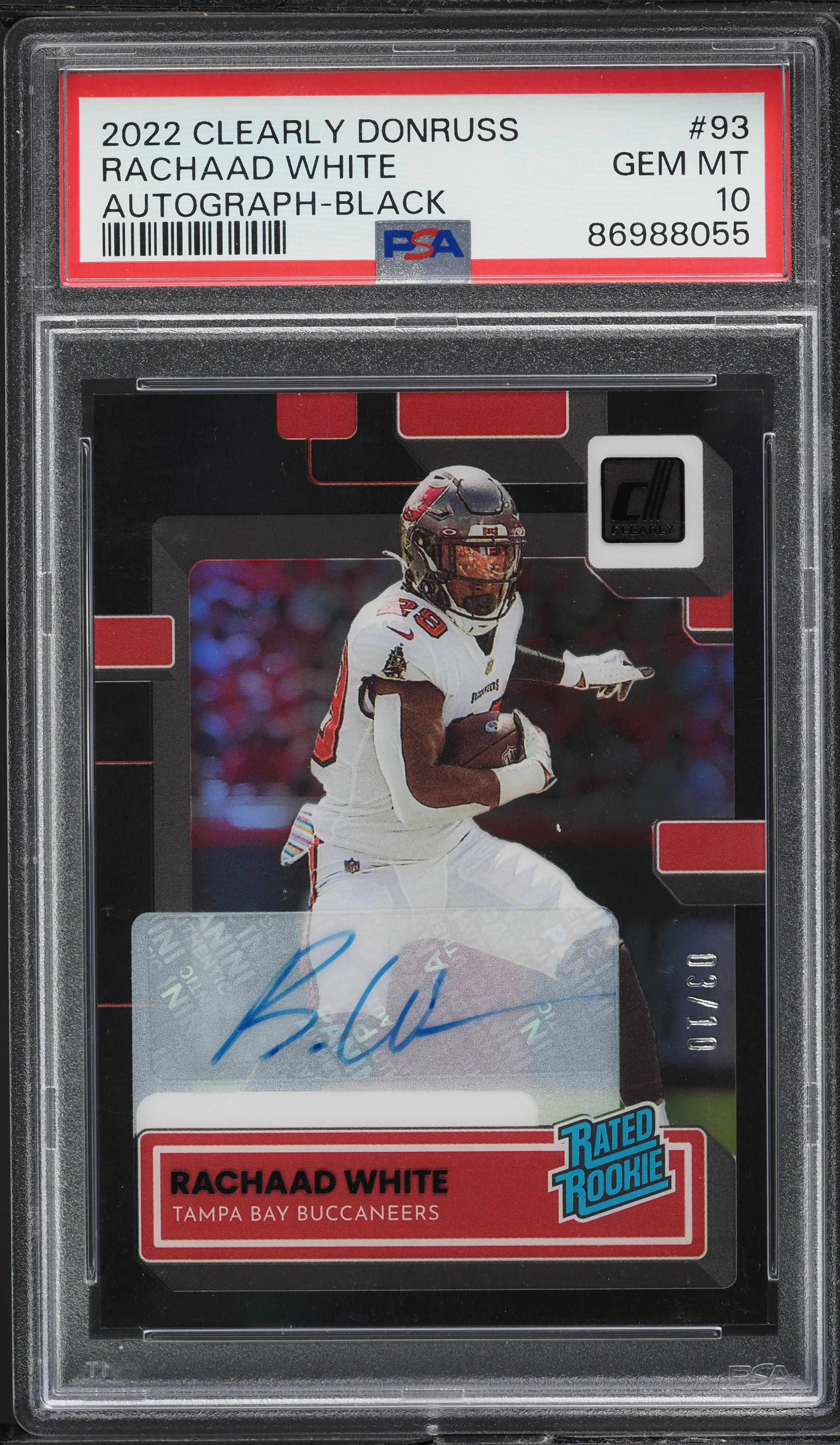 2022 Panini Clearly Donruss Black Rachaad White ROOKIE AUTO /10