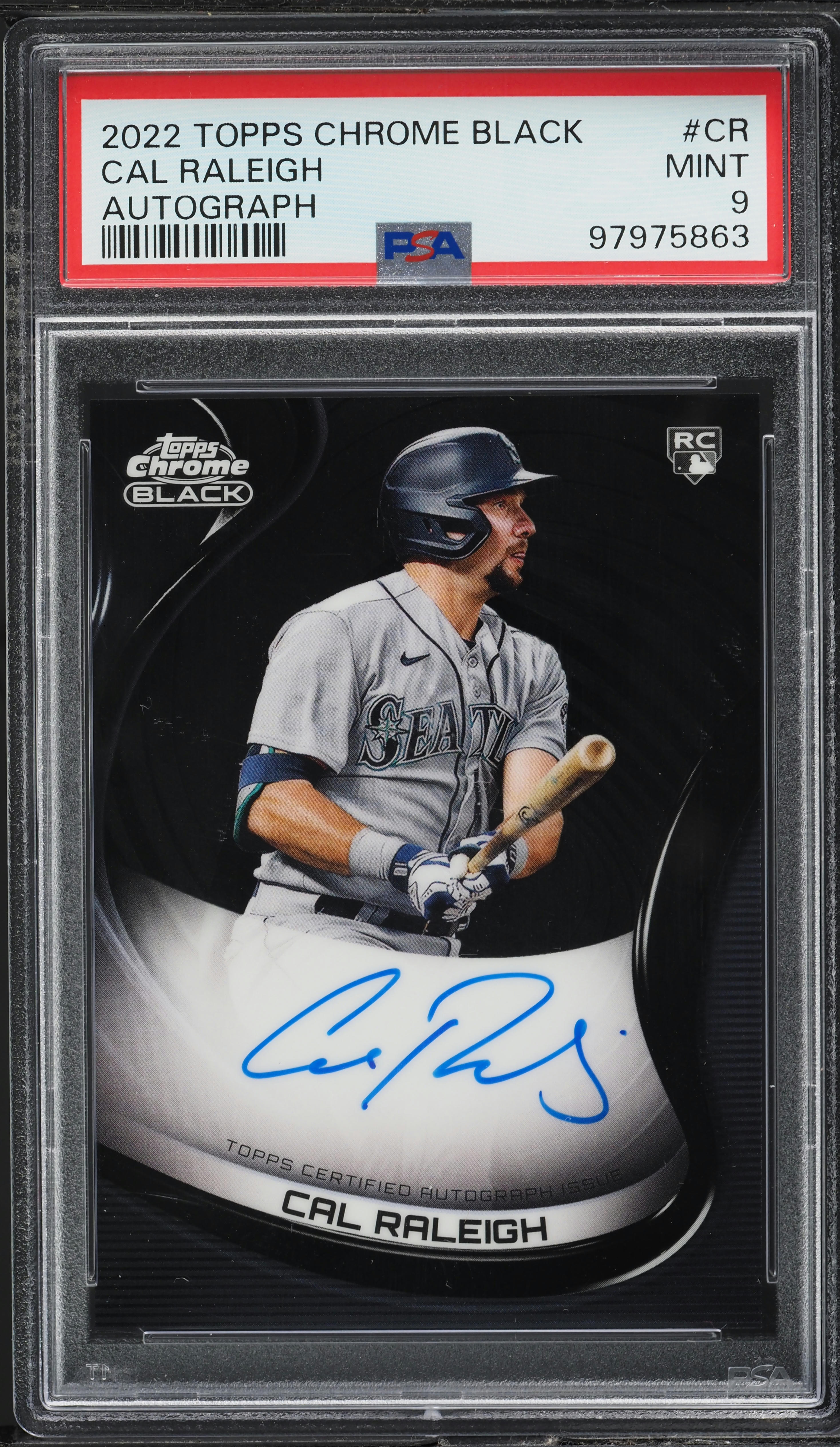 2022 Topps Chrome Black Cal Raleigh ROOKIE AUTO #CR PSA 9 MINT on