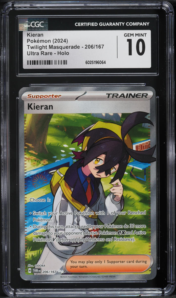2024 Pokemon SV Twilight Masquerade Full Art Kieran #206 CGC 10 GEM MINT